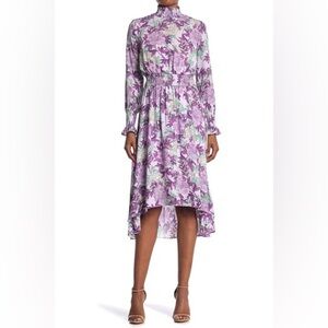 Nanette Lepore NEW Orchid Sage Long Sleeve High Low Midi Dress Size 4
